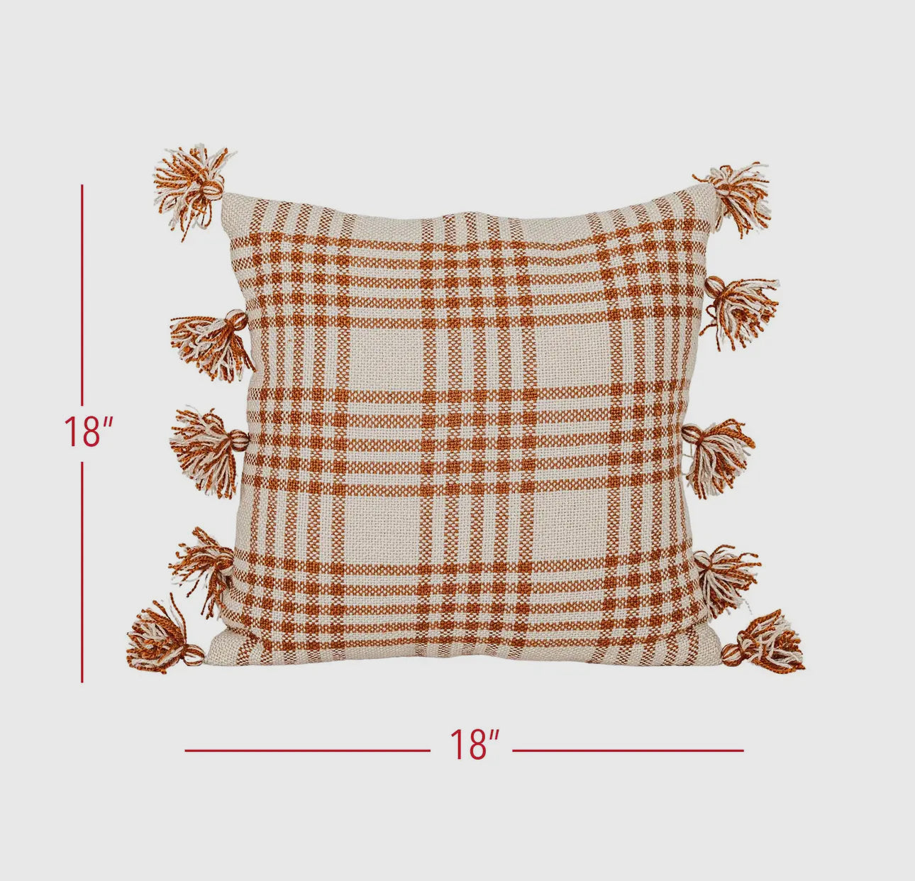 Remi 18x18 Plaid Outdoor Pillow Rust Polyester