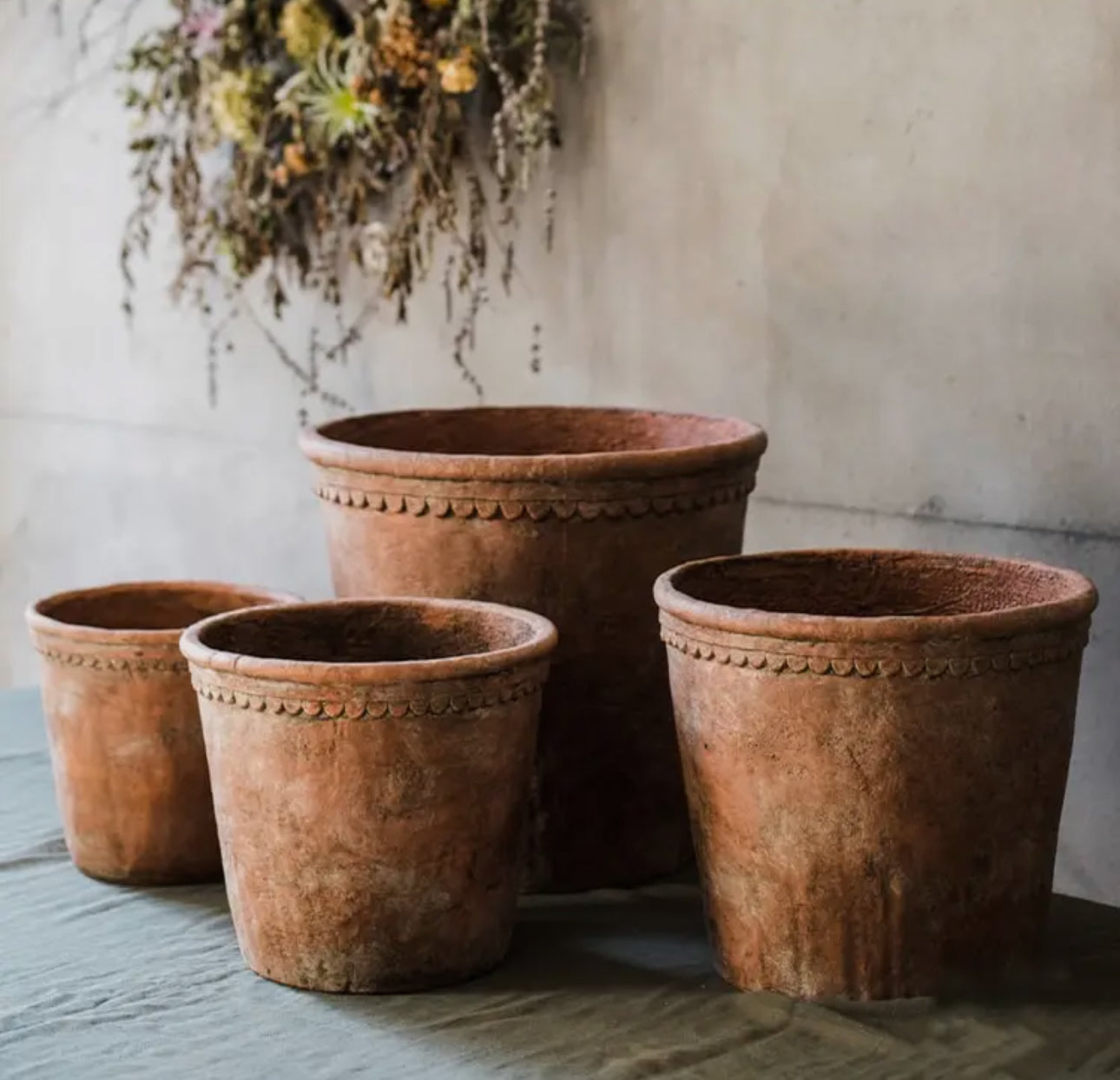 Terracotta Red Concrete Planter Pot