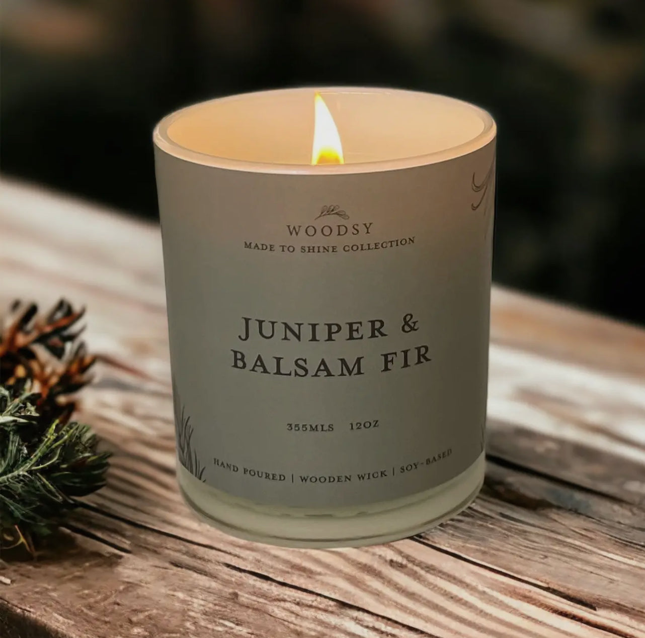 Juniper & Balsam Fir - 12oz Golden Lid Wooden Wick Candle