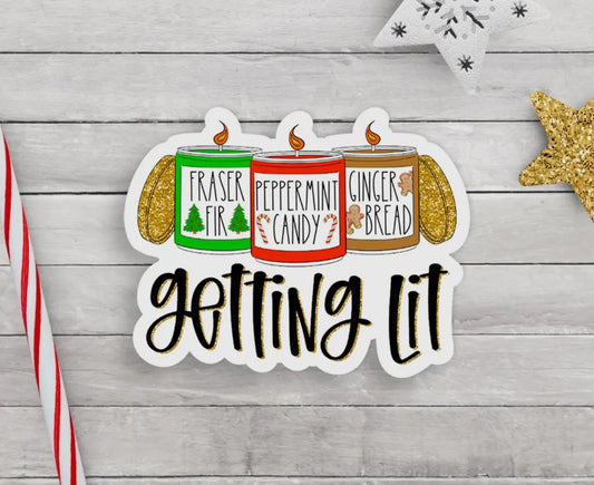 Getting Lit Christmas Candles Vinyl Sticker