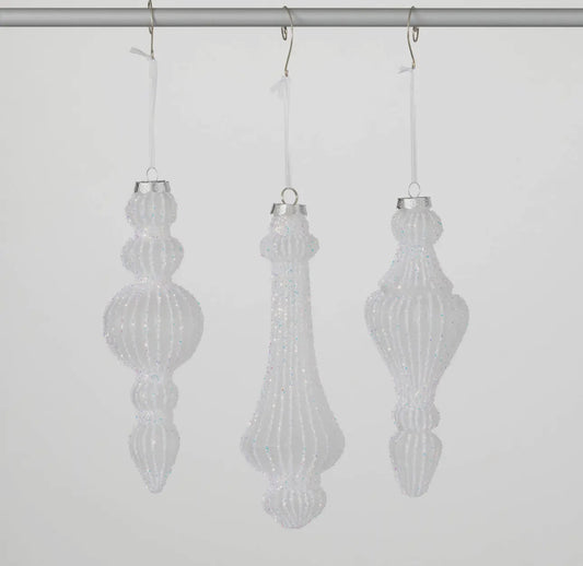 Opaque White Finial Ornaments (set of 3)