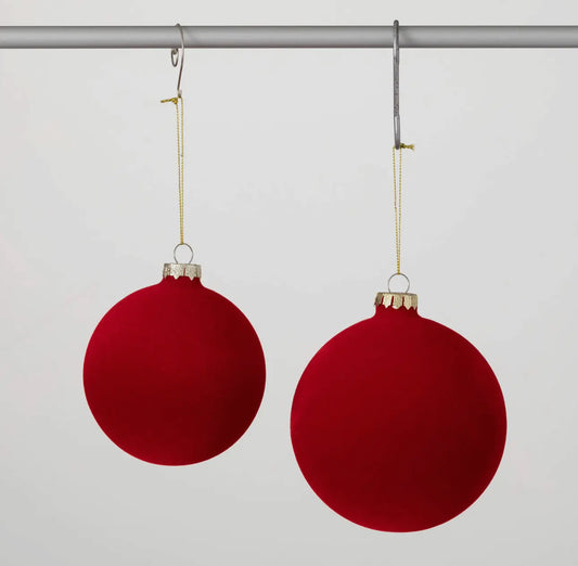 Red Velvet Ball Ornament (Set of 2)